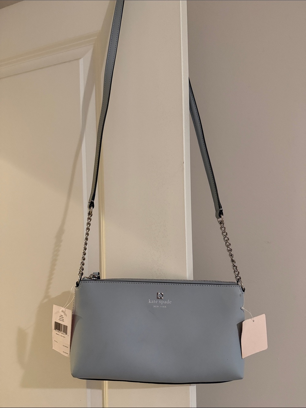 kate spade Sky Blue Leather Crossbody with Chain Strap